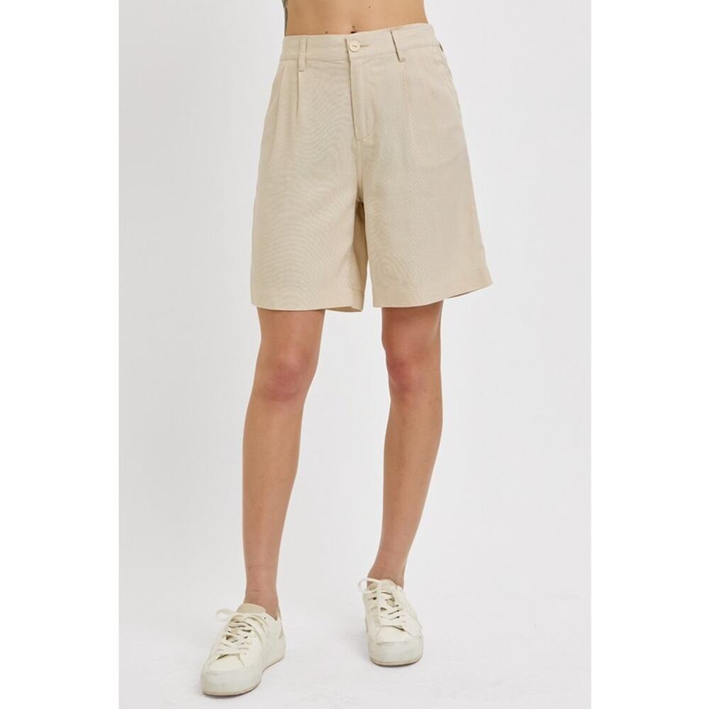 RISEN High Rise Pleated Front Shorts - RDNS8072 - Size Small